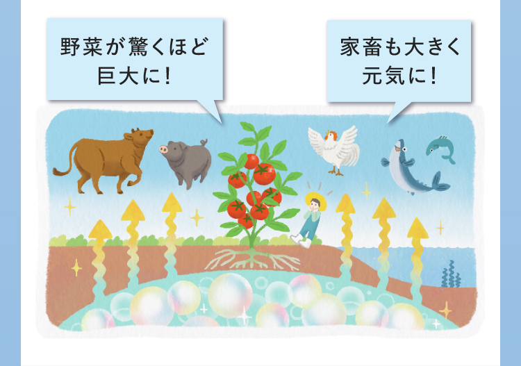 イラスト：野菜が驚くほど巨大に！ 家畜も大きく元気に