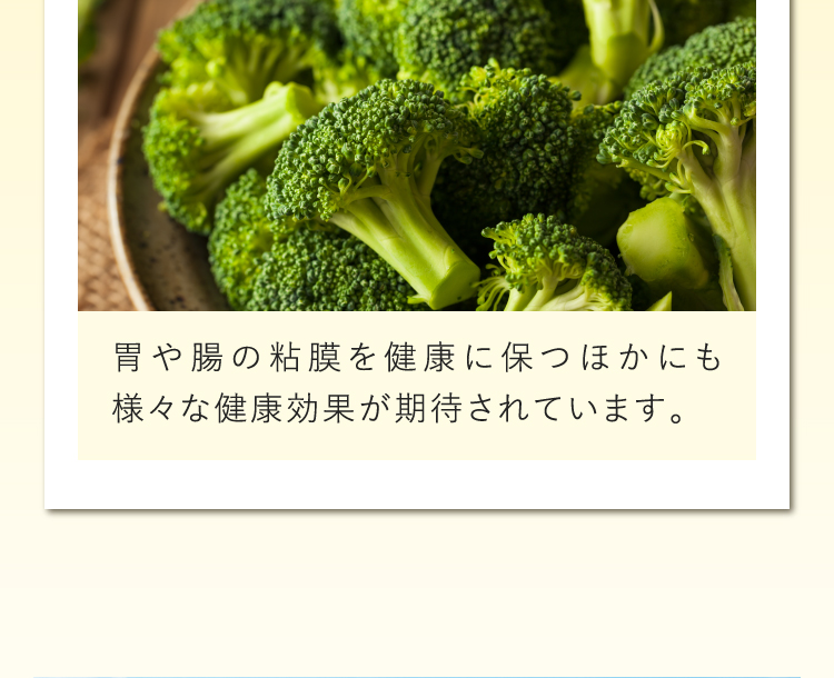 胃や腸の粘膜を健康に保つほかにも様々な健康効果が期待されています。