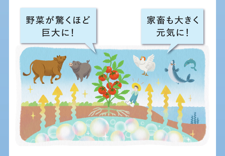 イラスト：野菜が驚くほど巨大に！ 家畜も大きく元気に